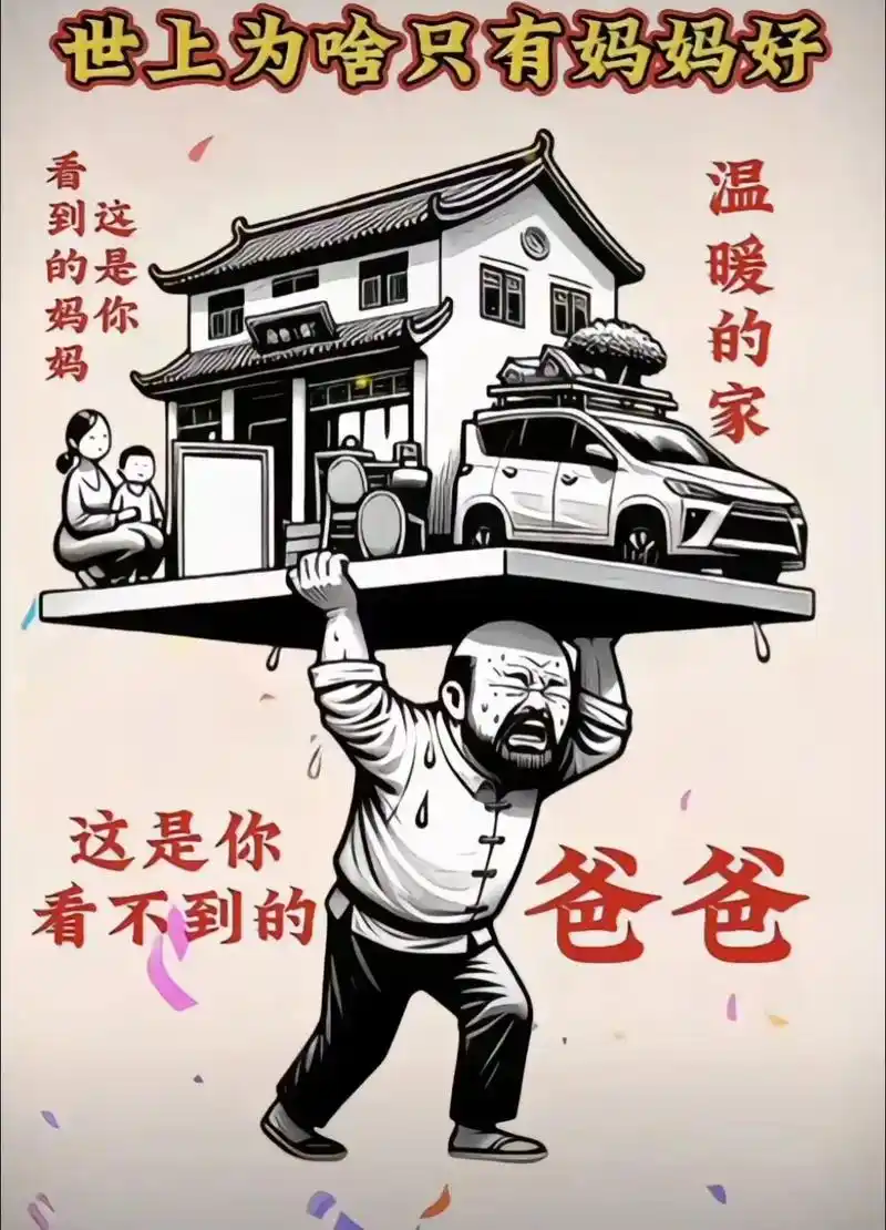 父爱是一种默默无声的爱,他的心很坚强话也不多,给我的印象是